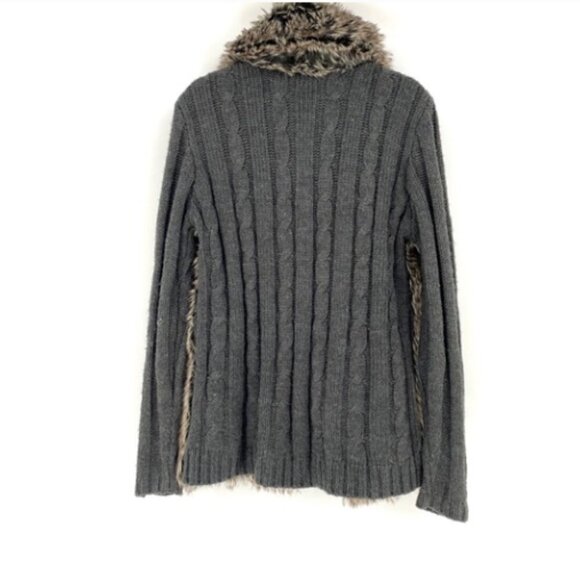 Joseph A Women's Cable Knit Faux Fur Sweater Boho Hippie Chic Small - Picture 2 of 6